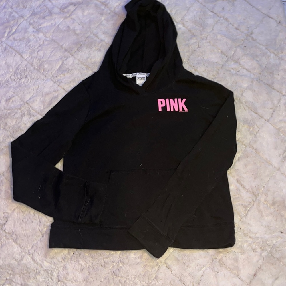 large PINK black hoodie